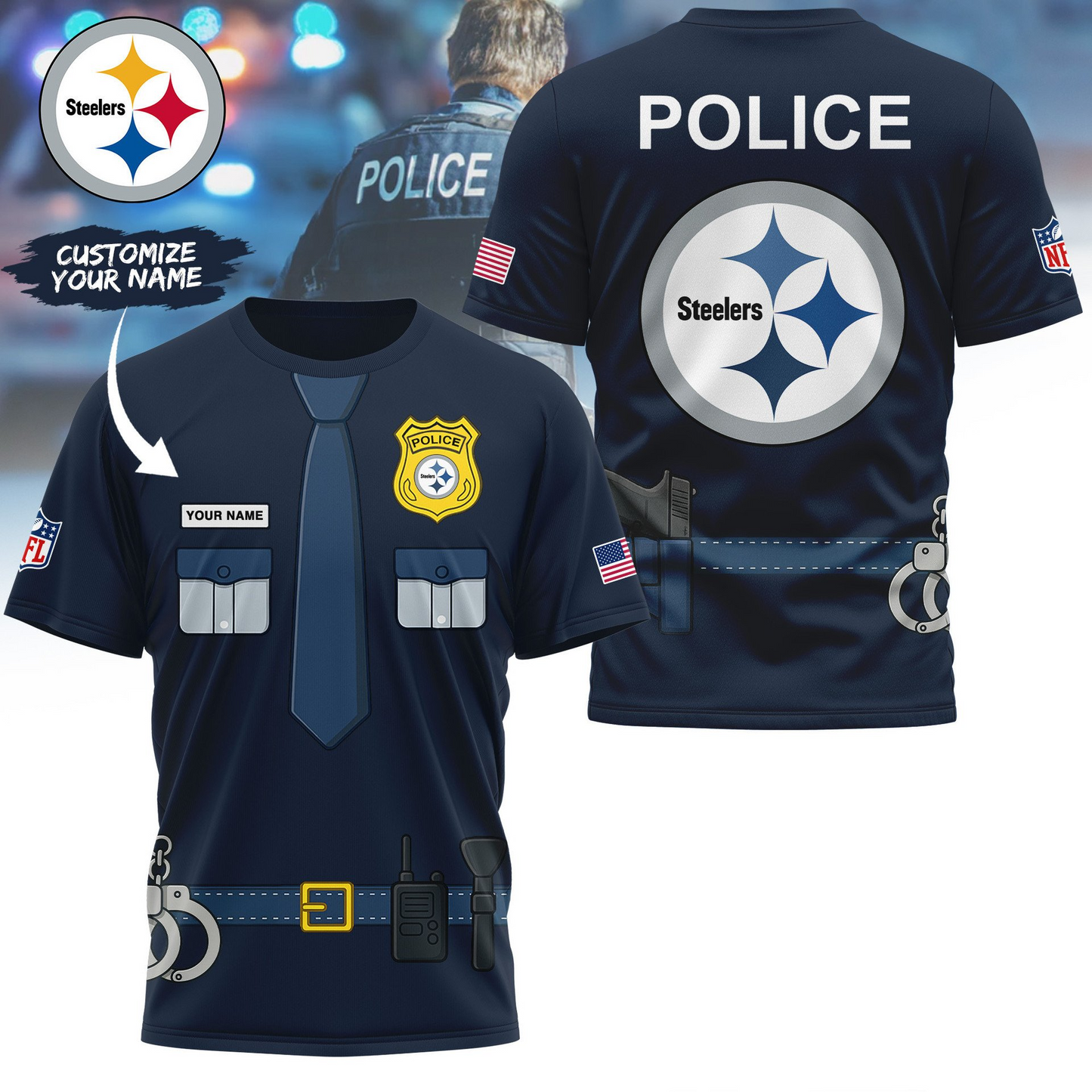 Premium NFL PIT Police Office Costume Shirt V1 NMD TTV