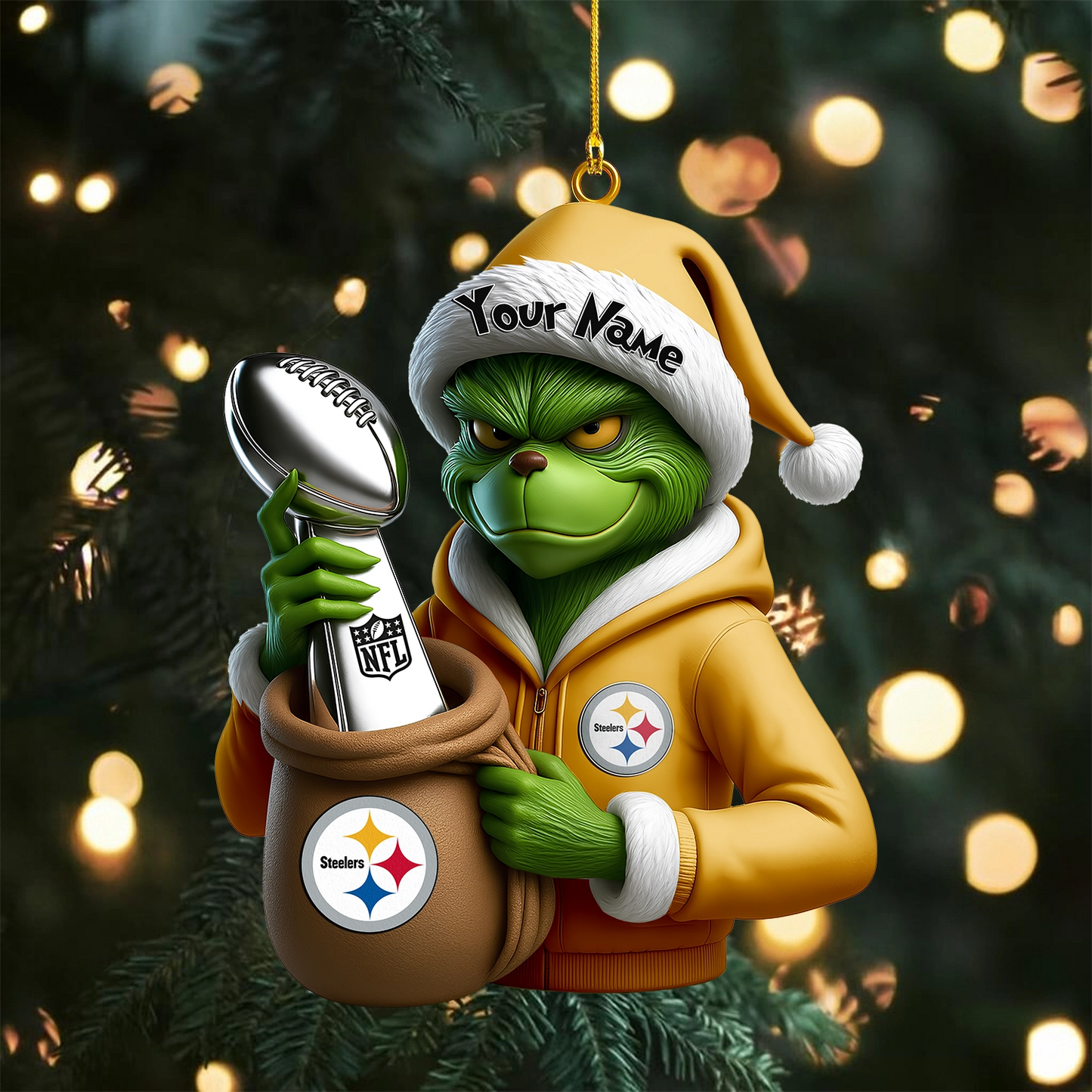 Premium NFL PIT x The Grinch Christmas Ornament V1 NMD TTV