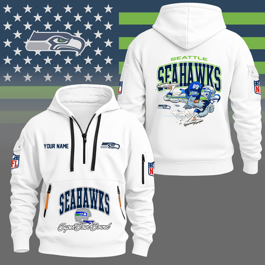 Premium NFL SEA Super Bowl Hoodie Half Zipper V1 NMD TTV