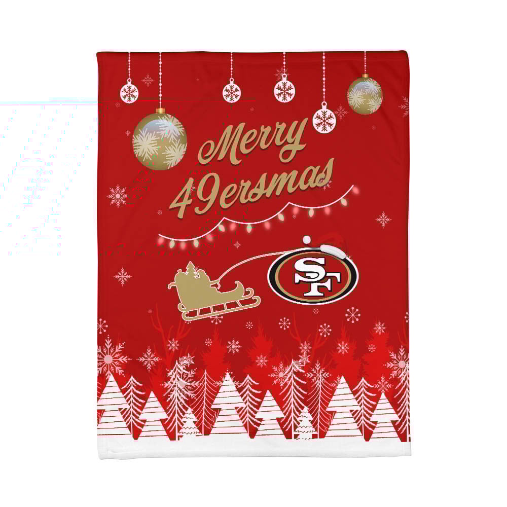 Premium NFL SF Christmas Fleece Blanket & Throw Pillow Combo V1 NMD NHM
