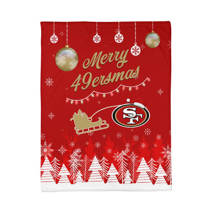 Premium NFL SF Christmas Fleece Blanket & Throw Pillow Combo V1 NMD NHM