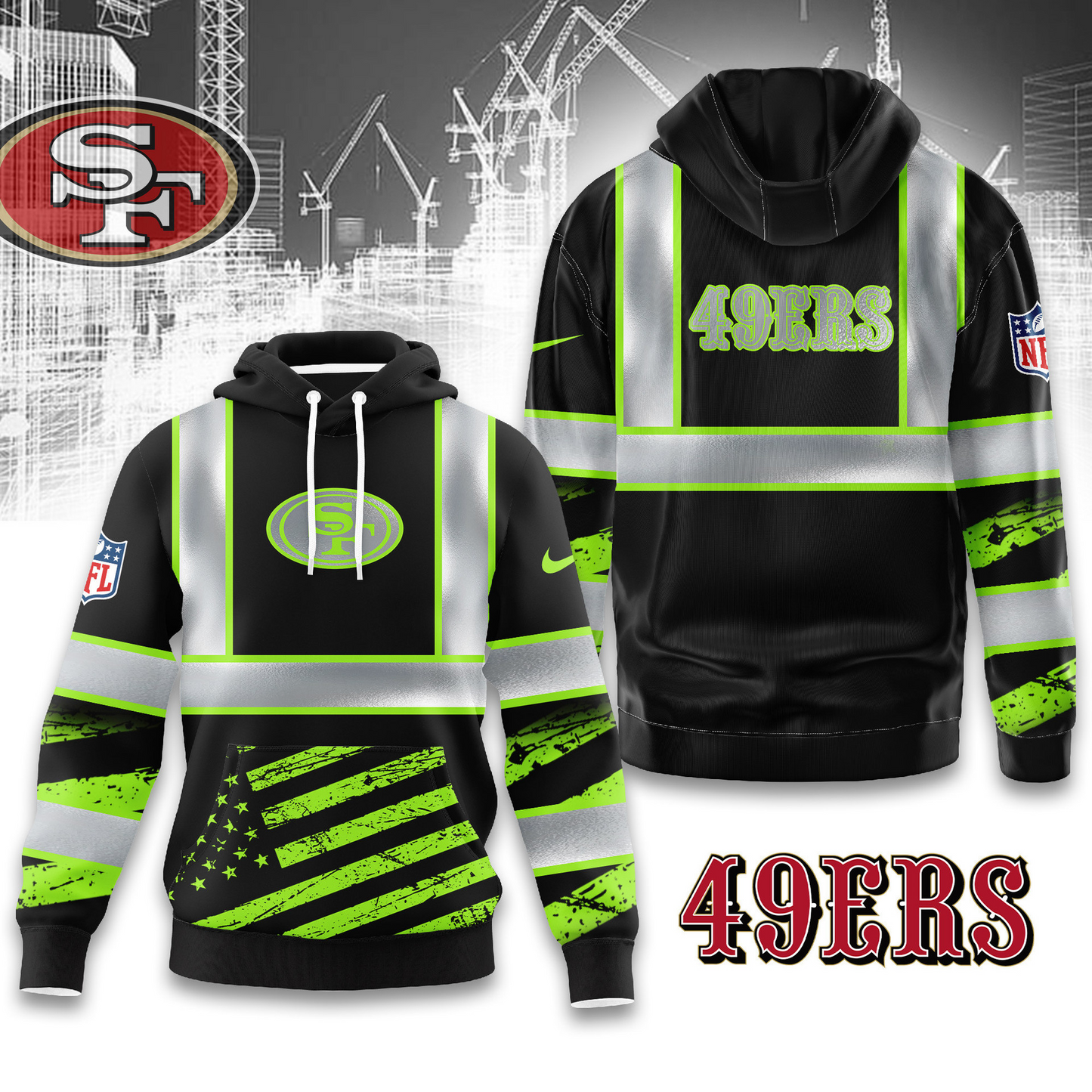 Premium NFL SF Safety Hi-Vis Hoodie V1 NMD TTV