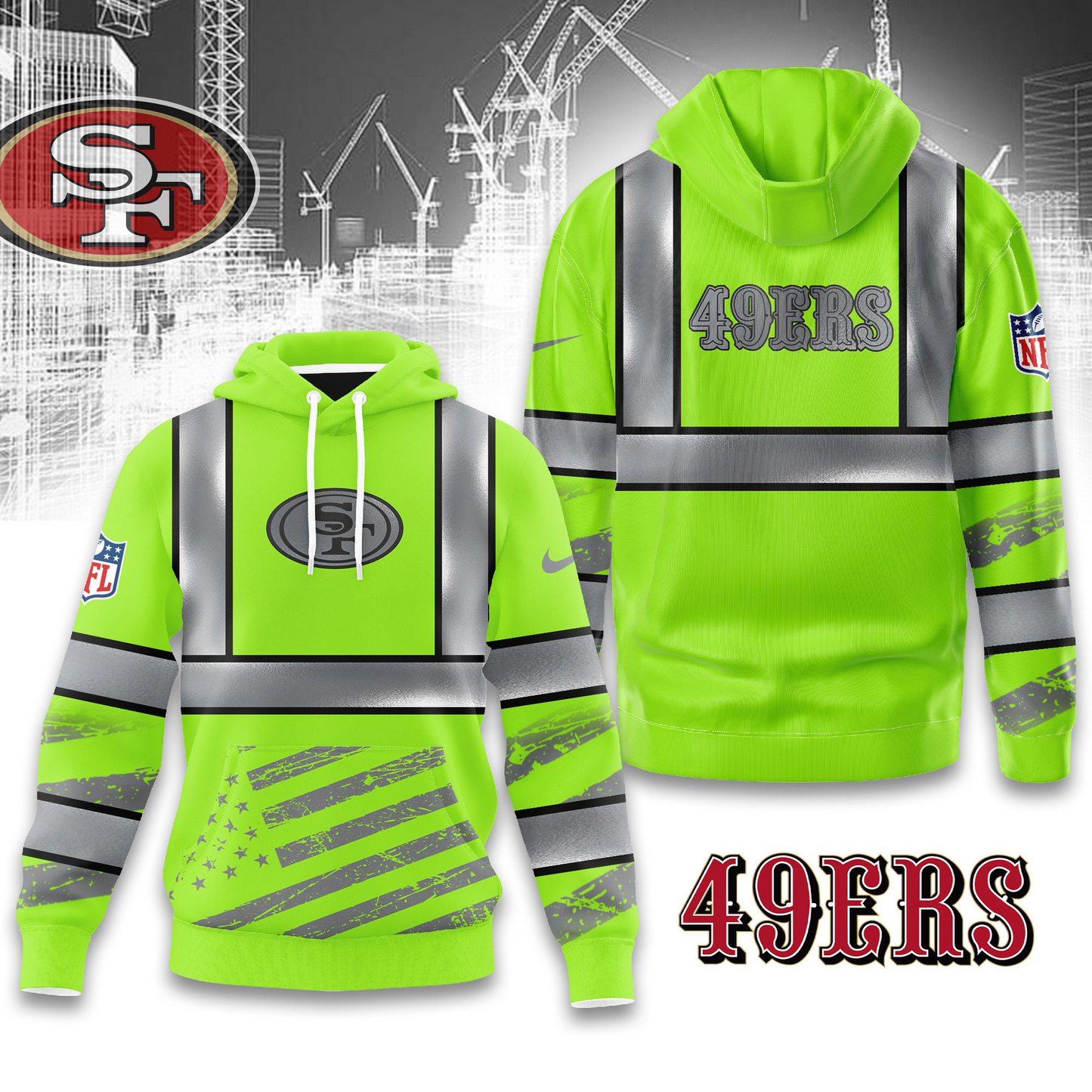 Premium NFL SF Safety Hi-Vis Hoodie V1 NMD TTV