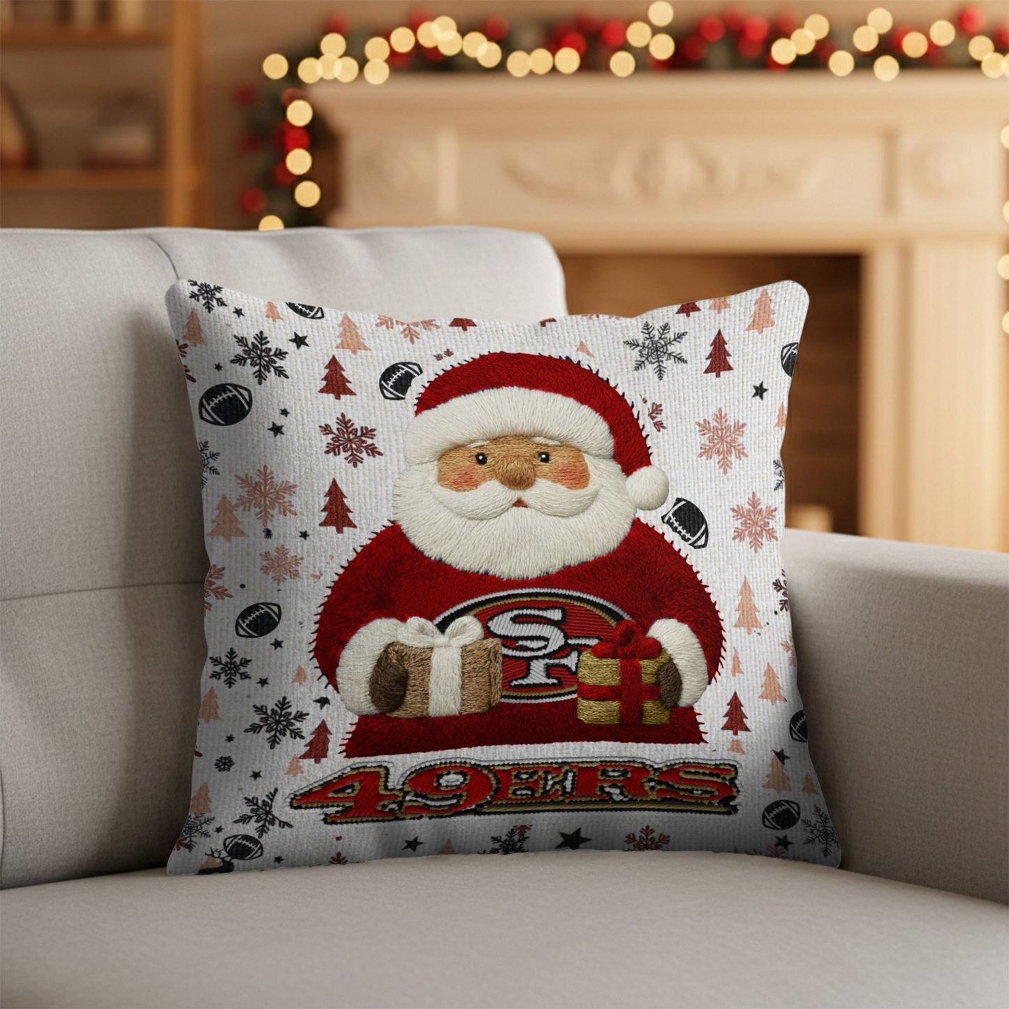 Premium NFL SF Santa Christmas Pillow V1 NMD TTV