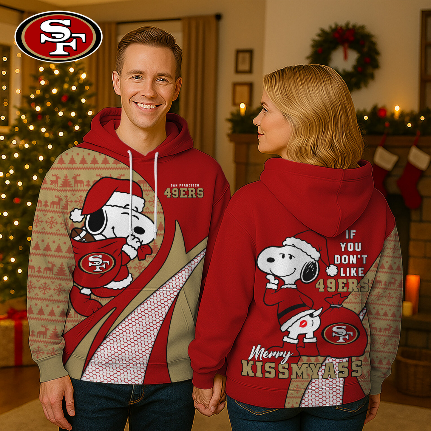 Premium NFL SF x SNP Funny Christmas Hoodie V1 NMD TTV