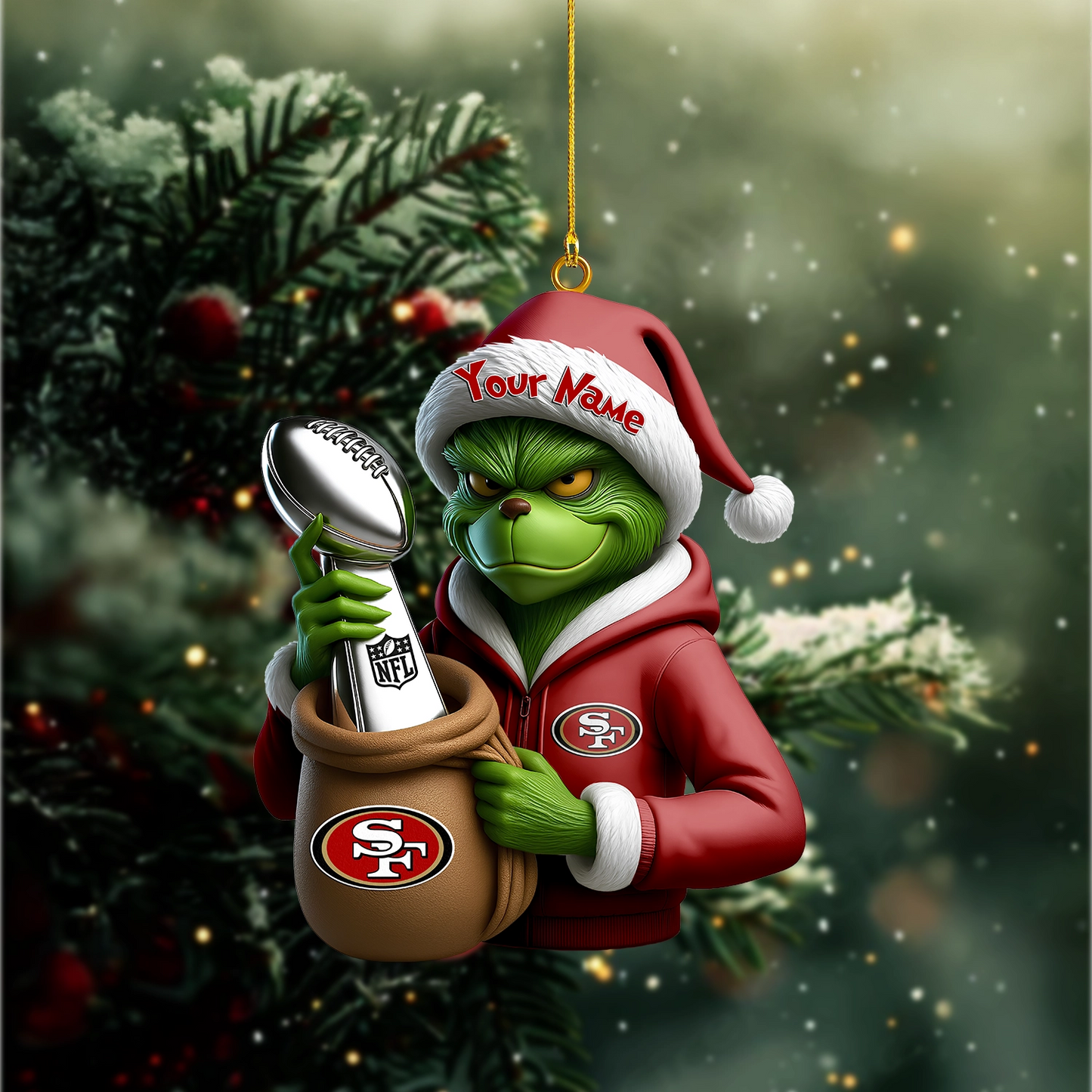 Premium NFL SF x The Grinch Christmas Ornament V1 NMD TTV