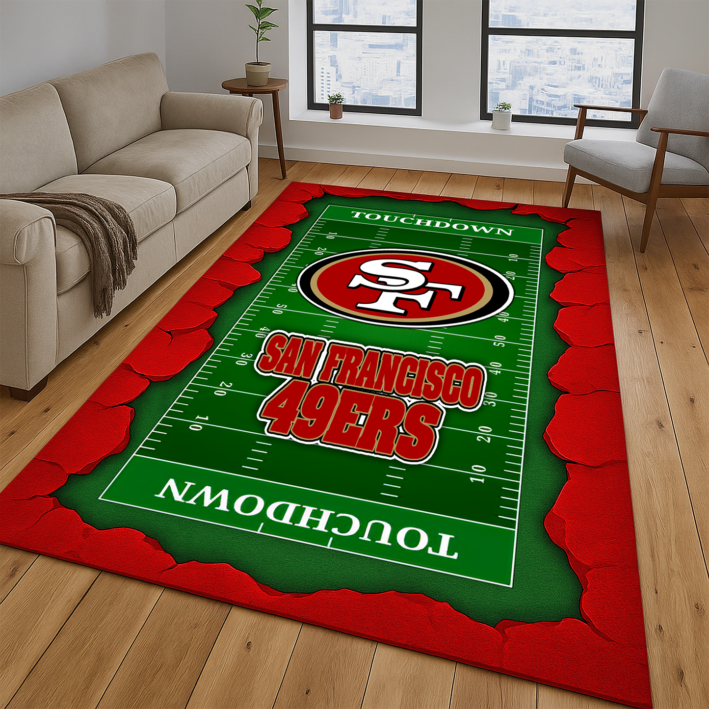 Premium NFL SF49 Cracked Stadium Rug V1 NMD TTV