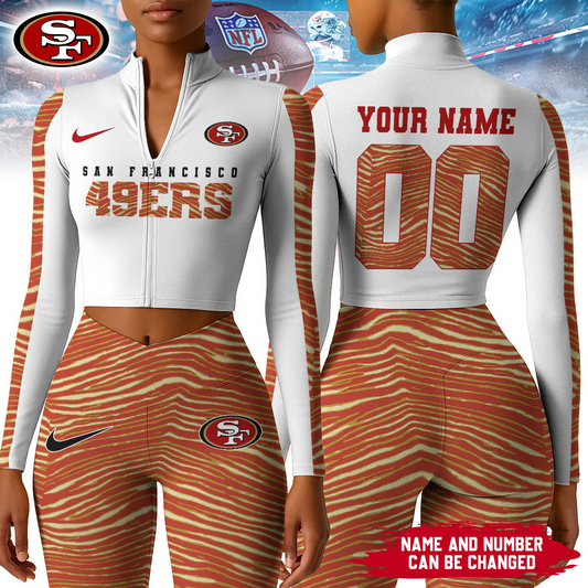 Premium NFL SFLong-Sleeve Crop Top Sports Jacket and Leggings V1 NMD TTV