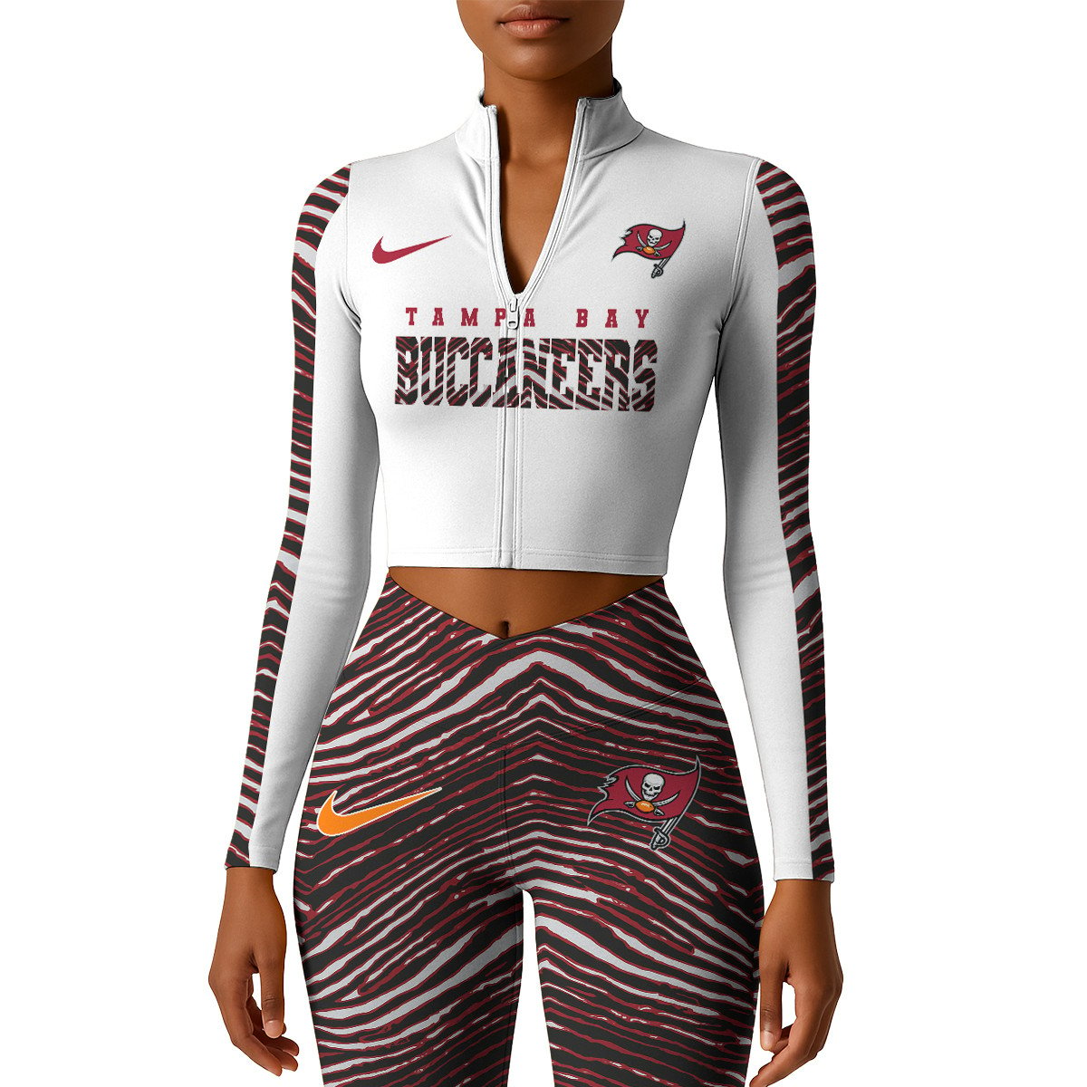 Premium NFL TB Long-Sleeve Crop Top Sports Jacket and Leggings V1 NMD TTV