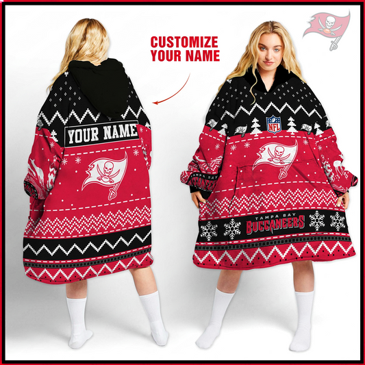 Premium NFL TB Merry Christmast Fleece Hoodie Blanket V1 NMD TTV