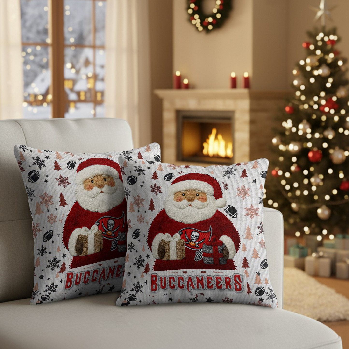 Premium NFL TB Santa Christmas Pillow V1 NMD TTV