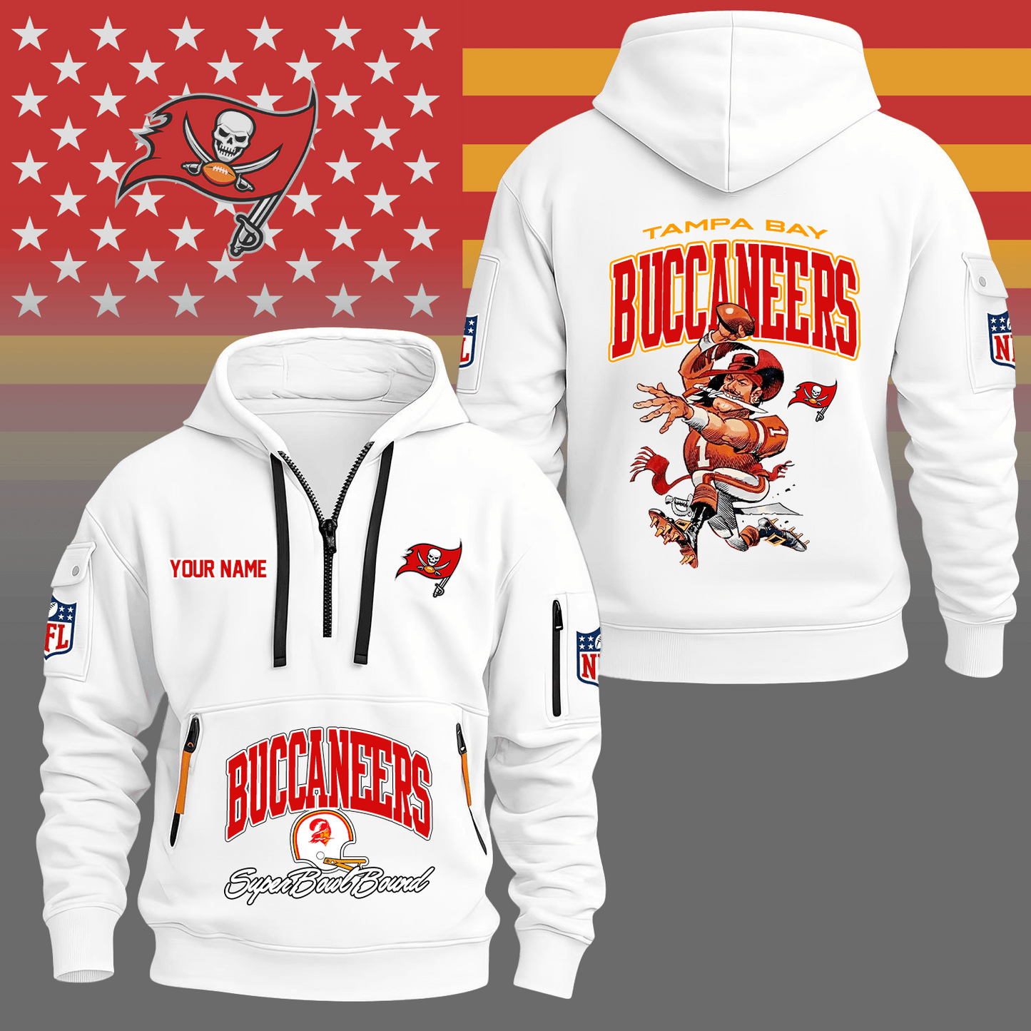 Premium NFL TB Super Bowl Hoodie Half Zipper V1 NMD TTV