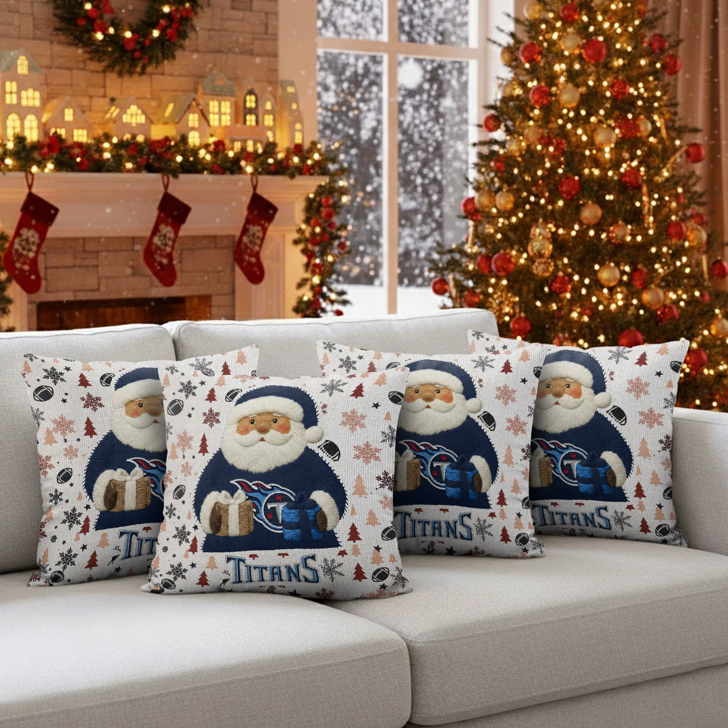 Premium NFL TEN Santa Christmas Pillow V1 NMD TTV
