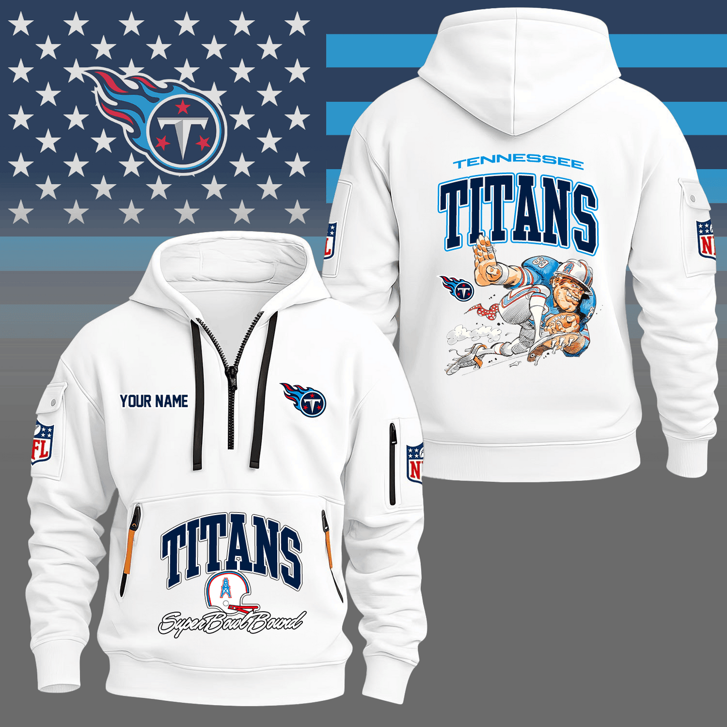 Premium NFL TEN Super Bowl Hoodie Half Zipper V1 NMD TTV