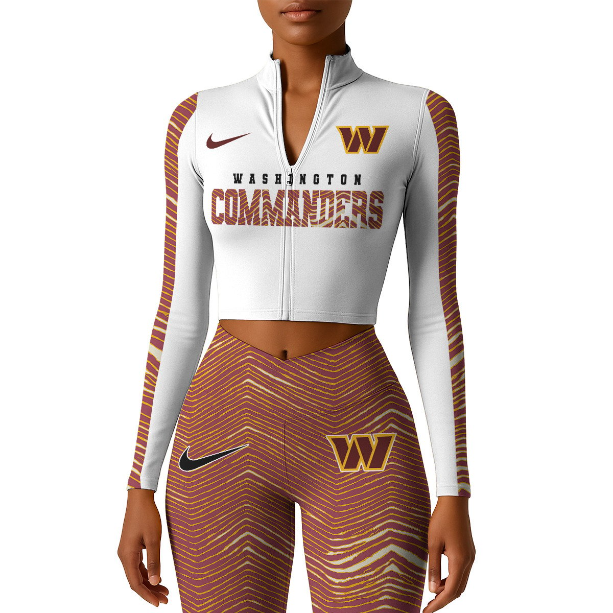 Premium NFL WAS Long-Sleeve Crop Top Sports Jacket and Leggings V1 NMD TTV