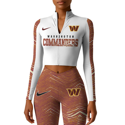 Premium NFL WAS Long-Sleeve Crop Top Sports Jacket and Leggings V1 NMD TTV