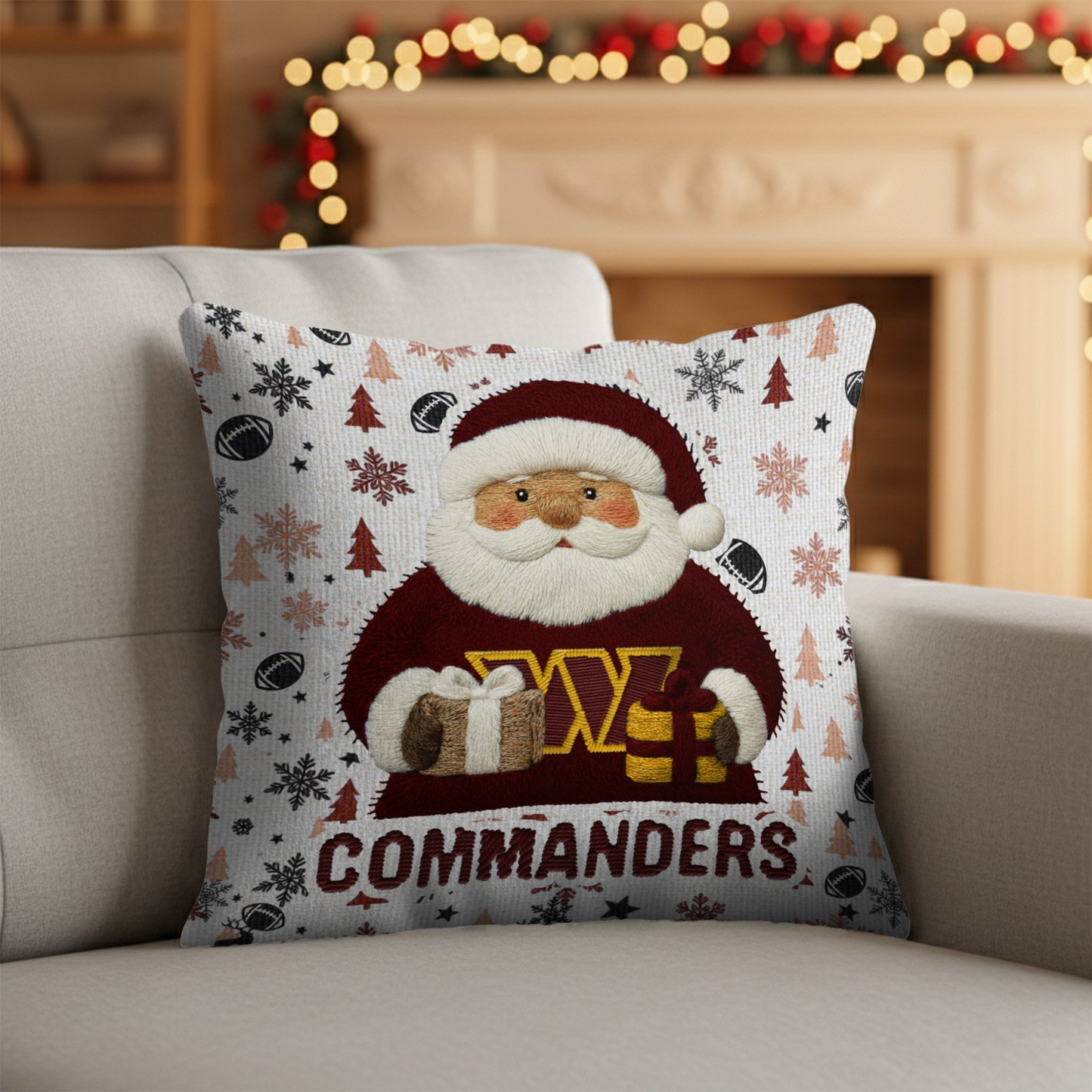 Premium NFL WAS Santa Christmas Pillow V1 NMD TTV