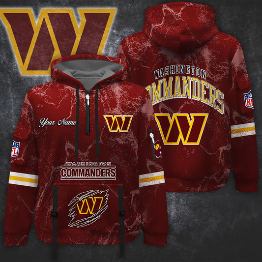 Premium NFL WAS Vintage Pattern Quarter Zip Hoodie V1 NMD NHM