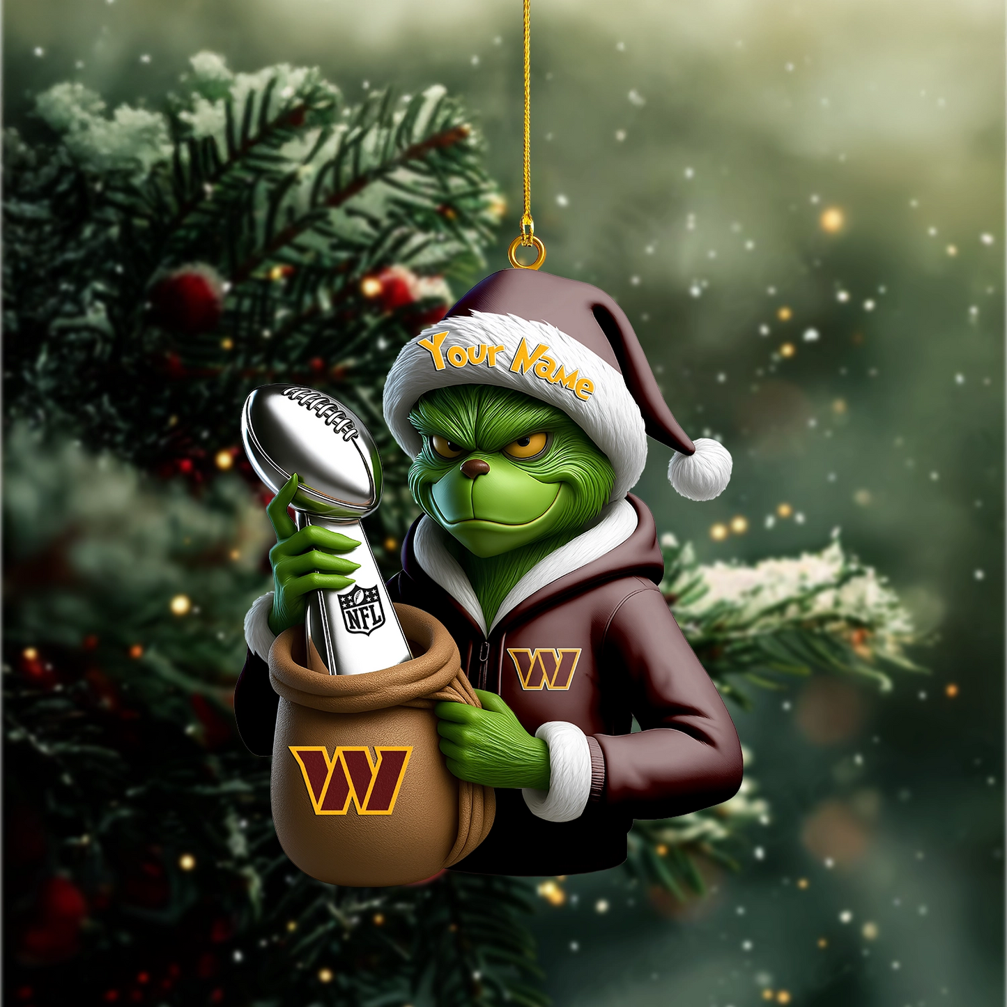 Premium NFL WAS x The Grinch Christmas Ornament V1 NMD TTV