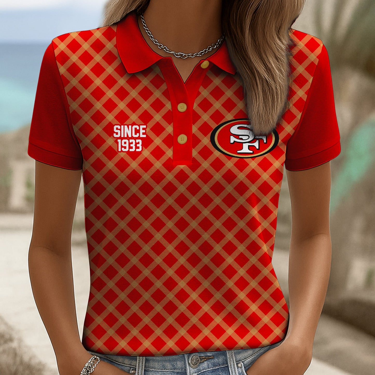 Premium SF49 Checkered Women Polo Shirt V2 NMD NHM