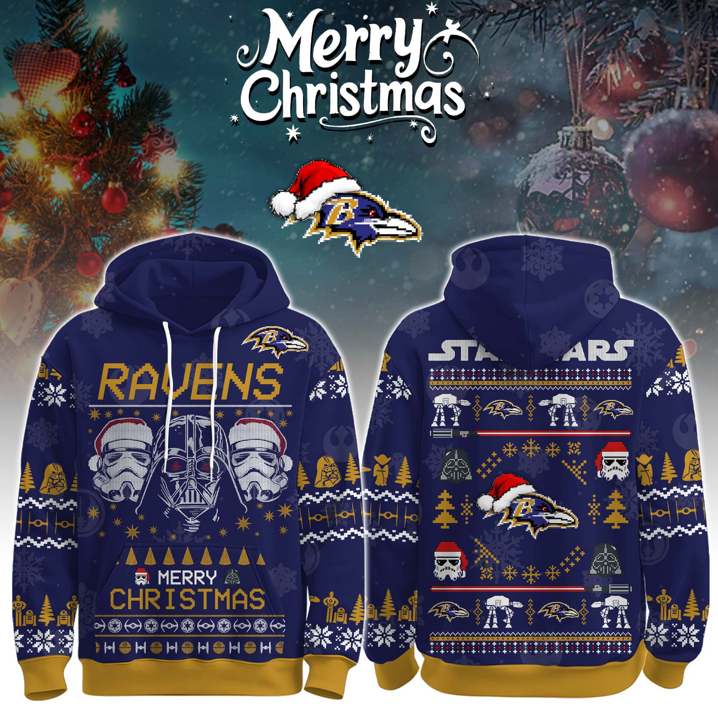 remium NFL BAL x STW Merry Christmas Hoodie V1 NMD TTV