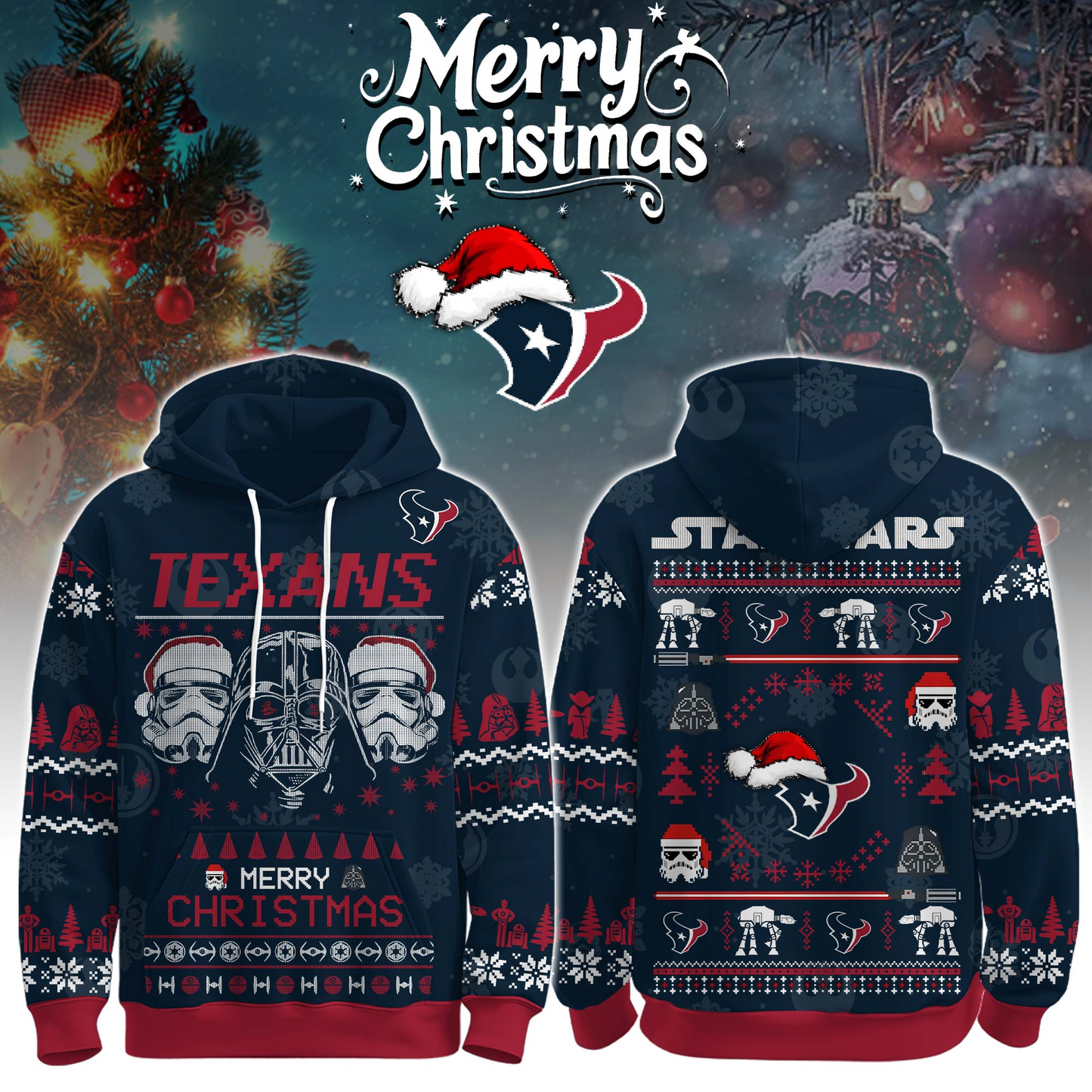 remium NFL HOU x STW Merry Christmas Hoodie V1 NMD TTV