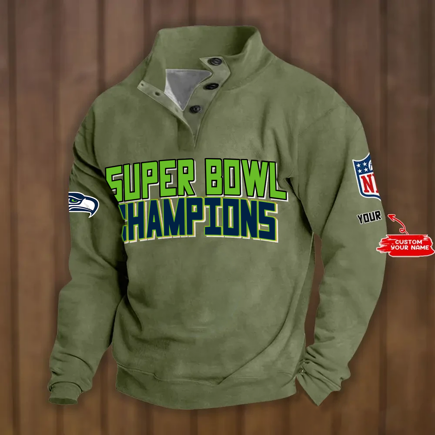 SEA x NFL Double Breasted Stand Collar Hoodies DATND TANTD