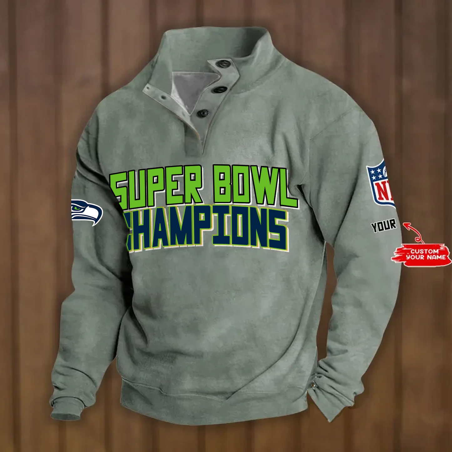 SEA x NFL Double Breasted Stand Collar Hoodies DATND TANTD