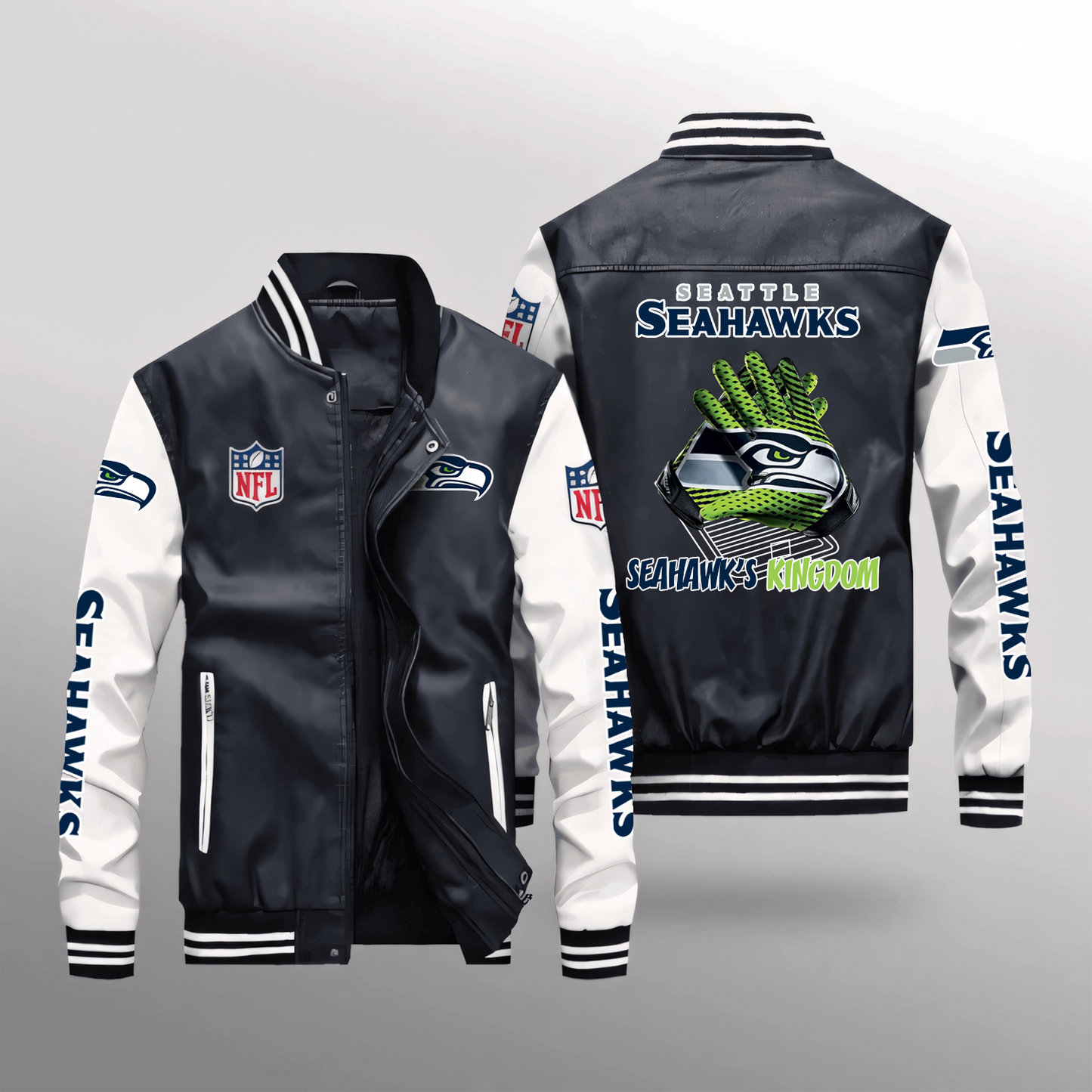SEA x NFL Leather Bomber Jacket DATND TANTD