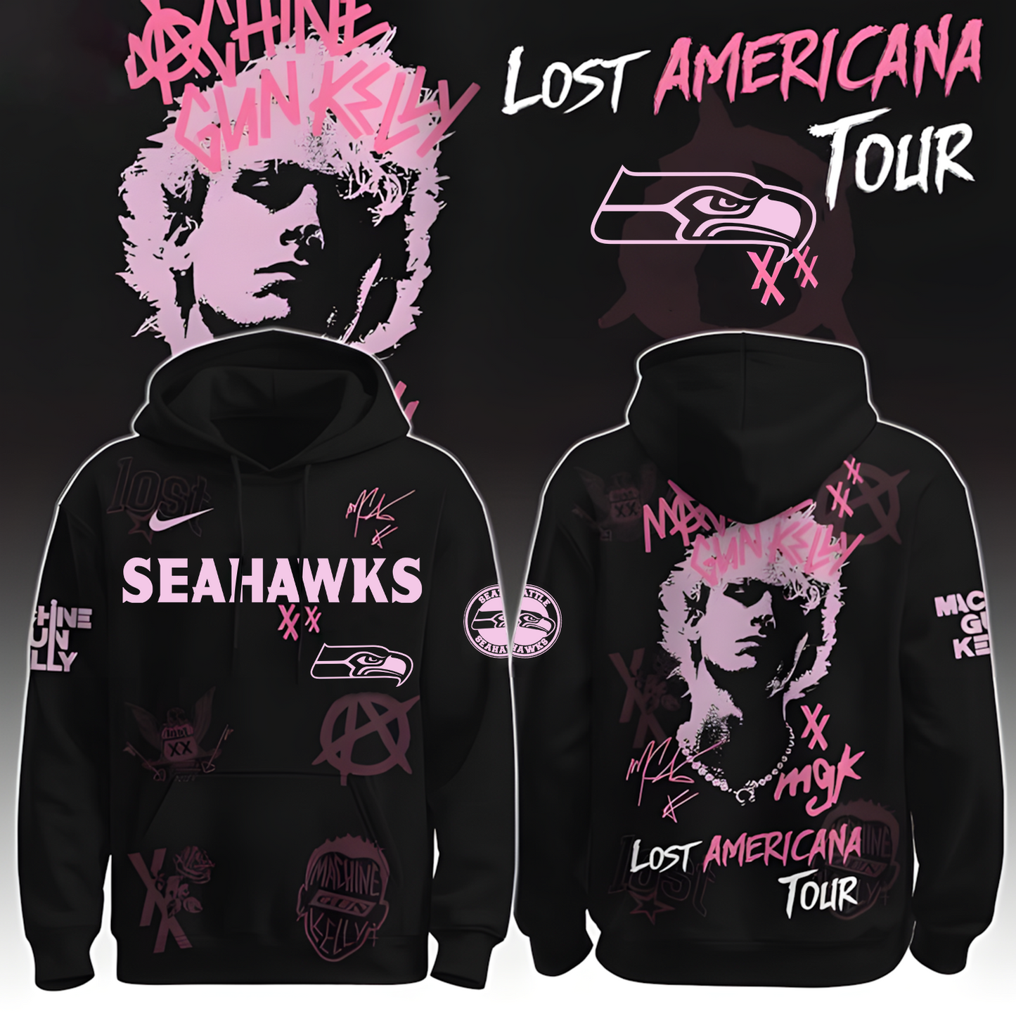 SEA X NFL MGK Lost Americana Tour 2025 Machine Gun Kelly Hoodie T-Shirt NAK THUONGNH