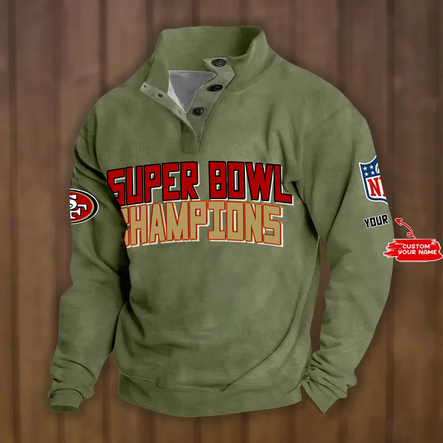 SF x NFL Double Breasted Stand Collar Hoodies DATND TANTD