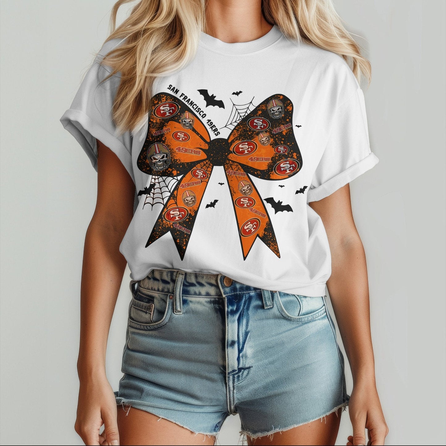 SF x NFL Halloween Bow 3D Shirt 0409 DatND DVT