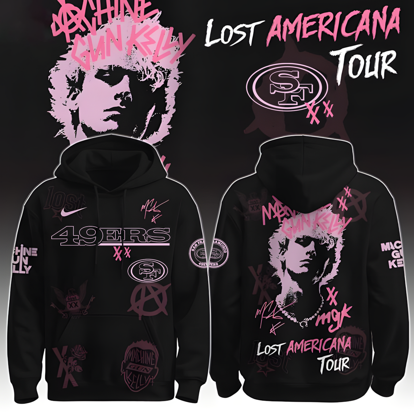 SF X NFL MGK Lost Americana Tour 2025 Machine Gun Kelly Hoodie T-Shirt NAK THUONGNH