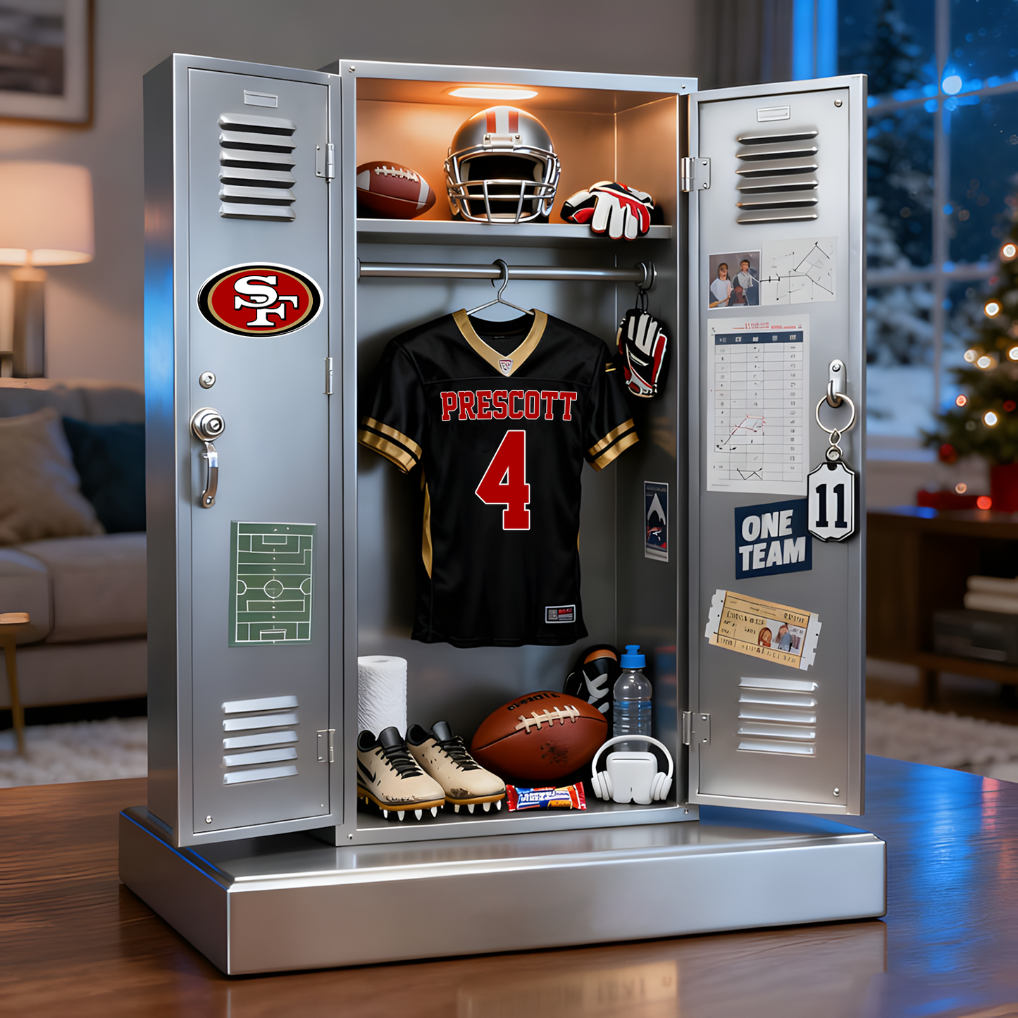 SF X NFL Personalized American football player wardrobe sculpture desktop ornament V1 NAK NHT