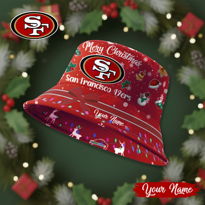 SF49 Premium NFL Merry Christmas Bucket Hat DDT CTND