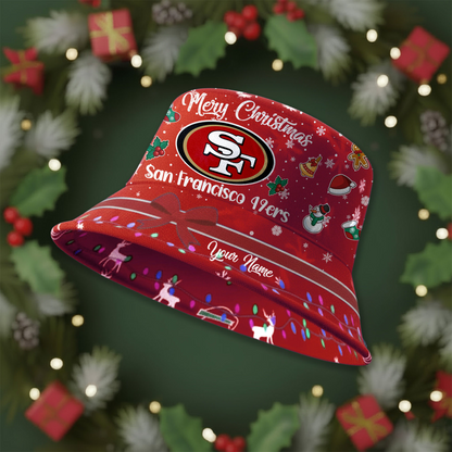 SF49 Premium NFL Merry Christmas Bucket Hat DDT CTND