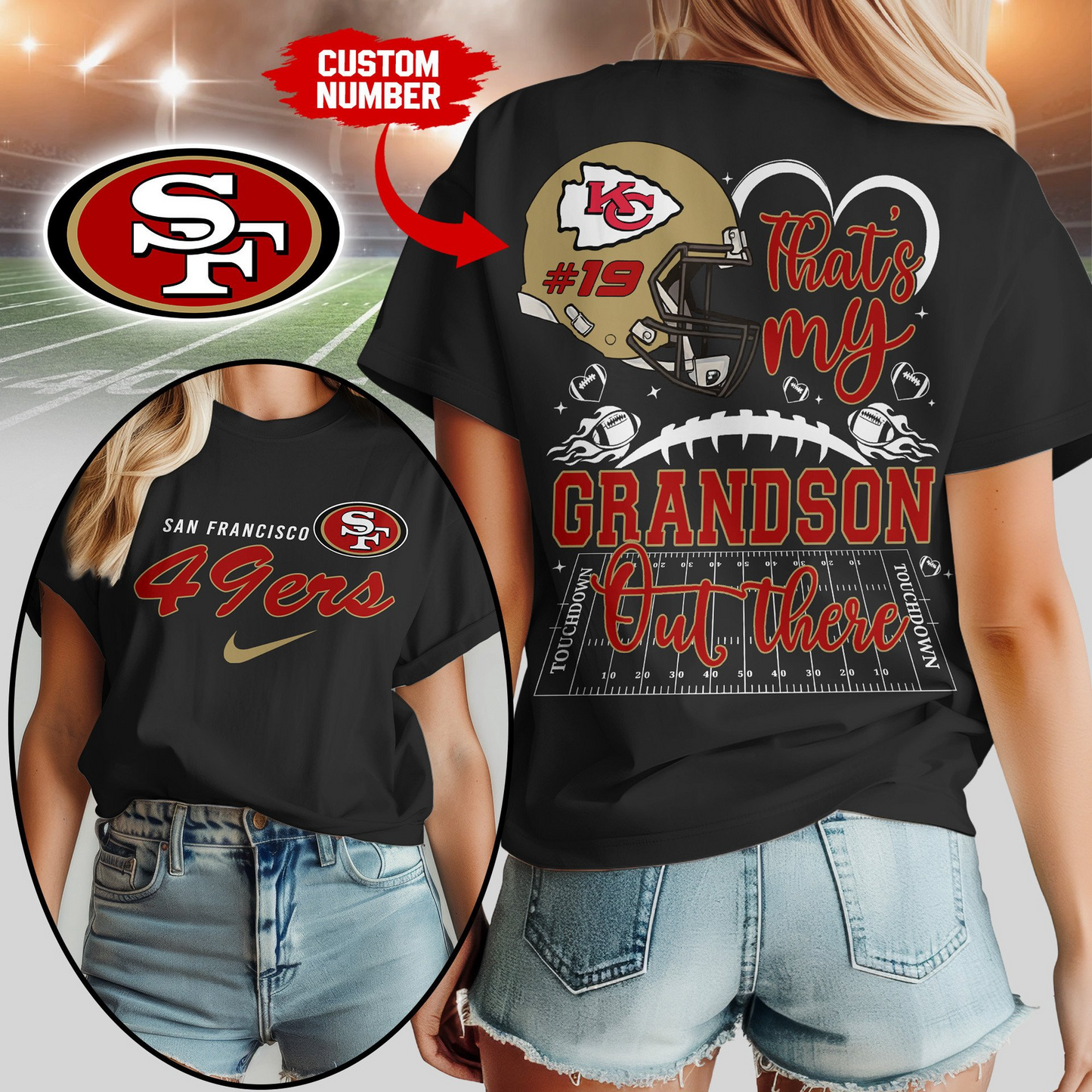 SF49 Premium NFL That My Grandson Out There Shirt DDT NTL