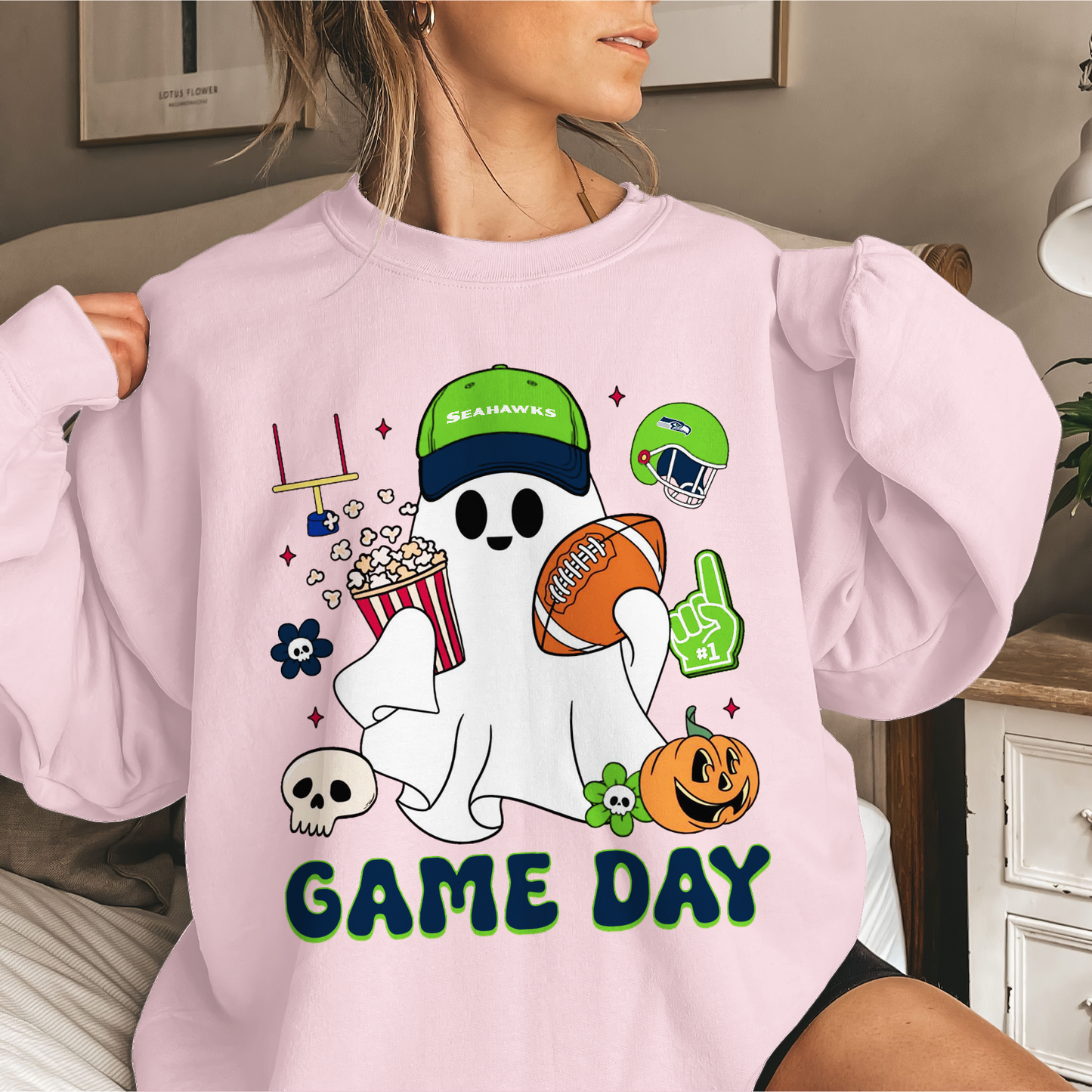 SS Game Day Football Ghost Sweatshirt DDT NTL