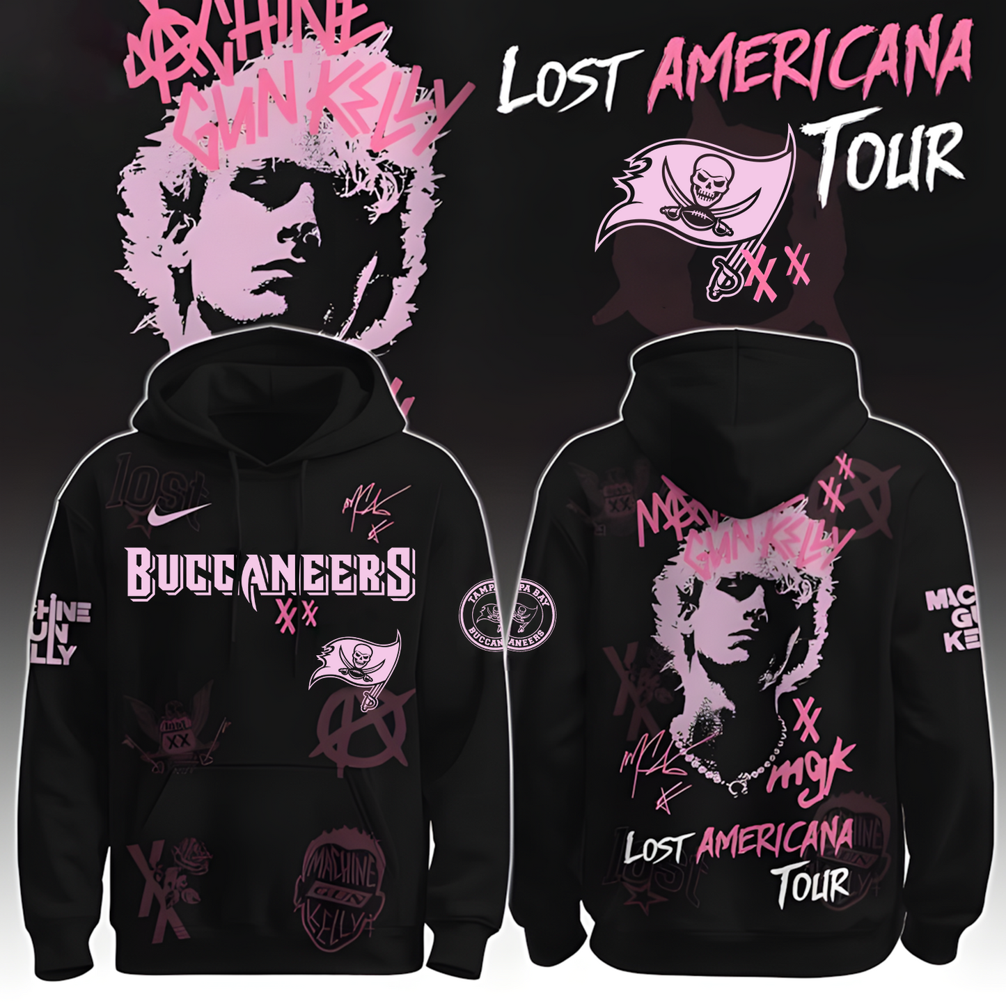 TB X NFL MGK Lost Americana Tour 2025 Machine Gun Kelly Hoodie T-Shirt NAK THUONGNH
