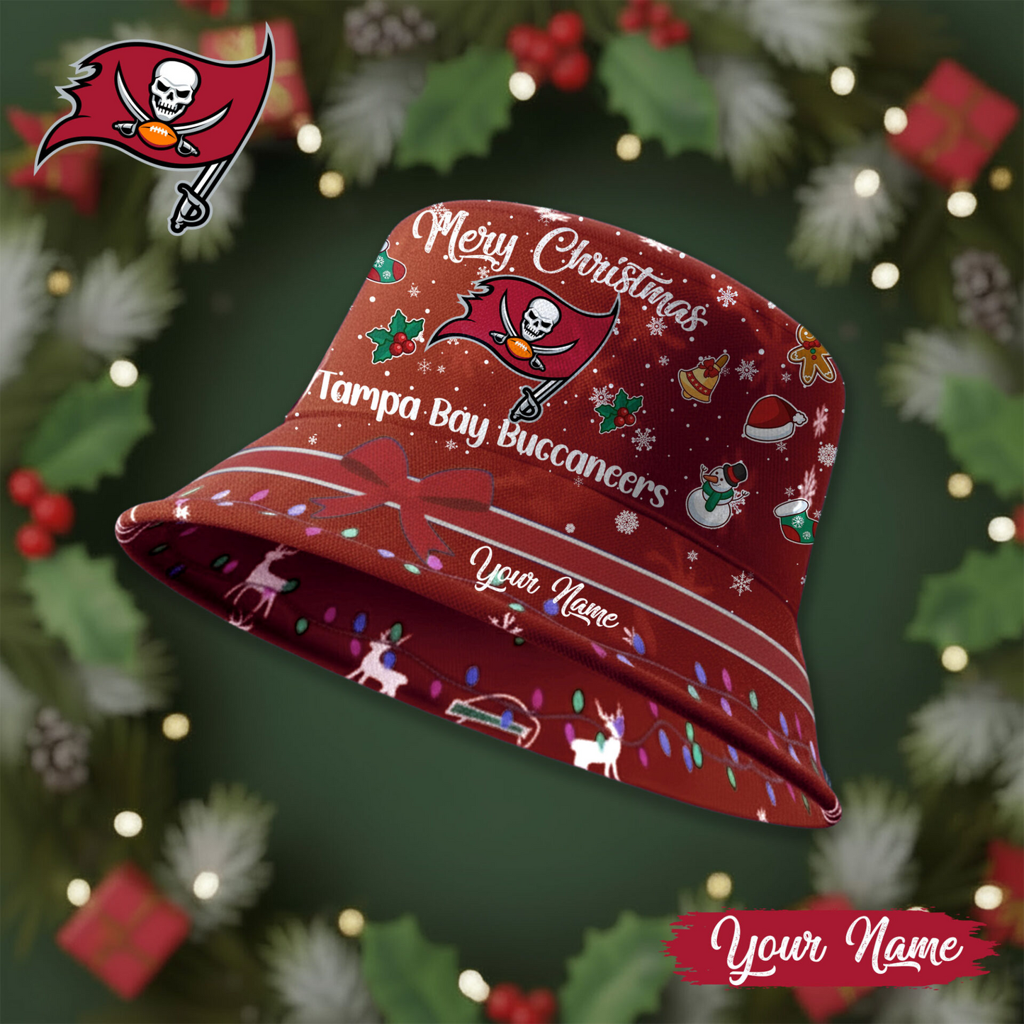 TBB Premium NFL Merry Christmas Bucket Hat DDT CTND