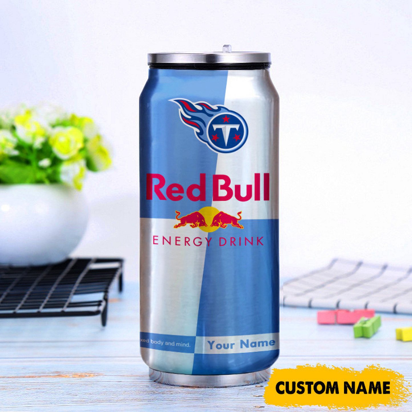 TEN x NFL Mix RedB Drink Can Tumbler Custom Any Name DATND TANTD
