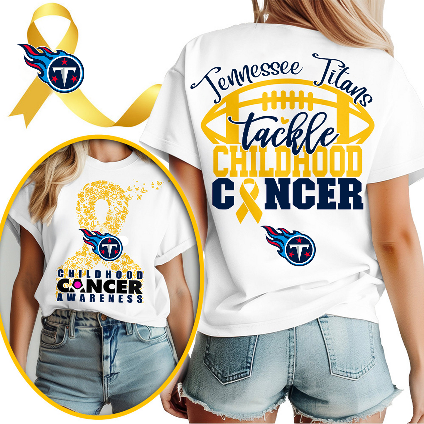 TEN X NFL Premium Childhood Cancer Awareness Month 3D Shirt DatND ThuongNH
