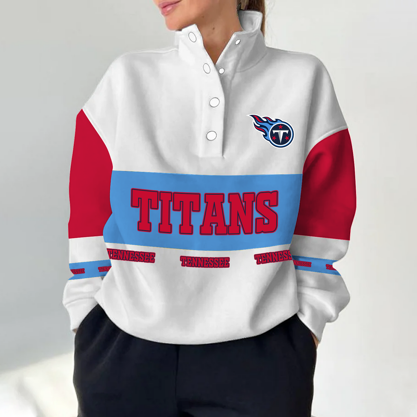TEN x NFL Women's Retro Casual Snap Mockneck Pullover DATND TANTD