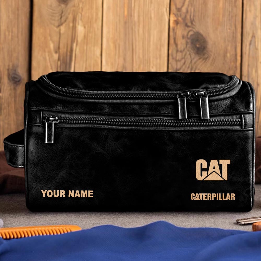 Tractor CAT Personalized Leather Toiletry Bag HLP HLPHUONG