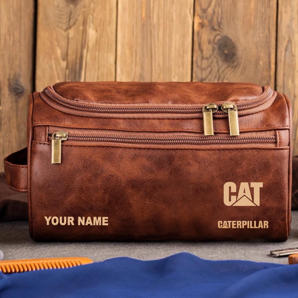 Tractor CAT Personalized Leather Toiletry Bag HLP HLPHUONG
