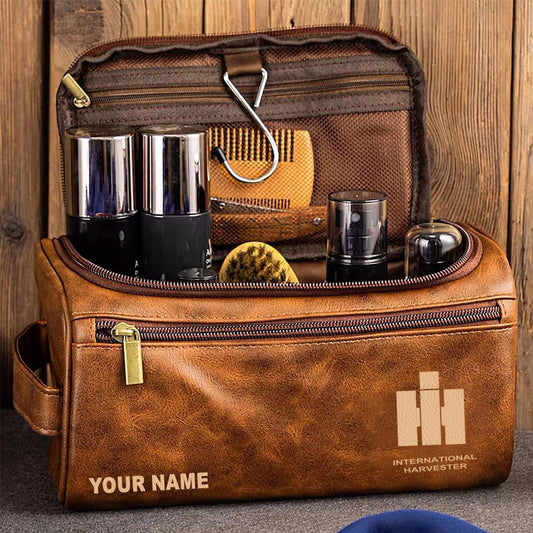 Tractor IH Personalized Leather Toiletry Bag HLP HLPHUONG