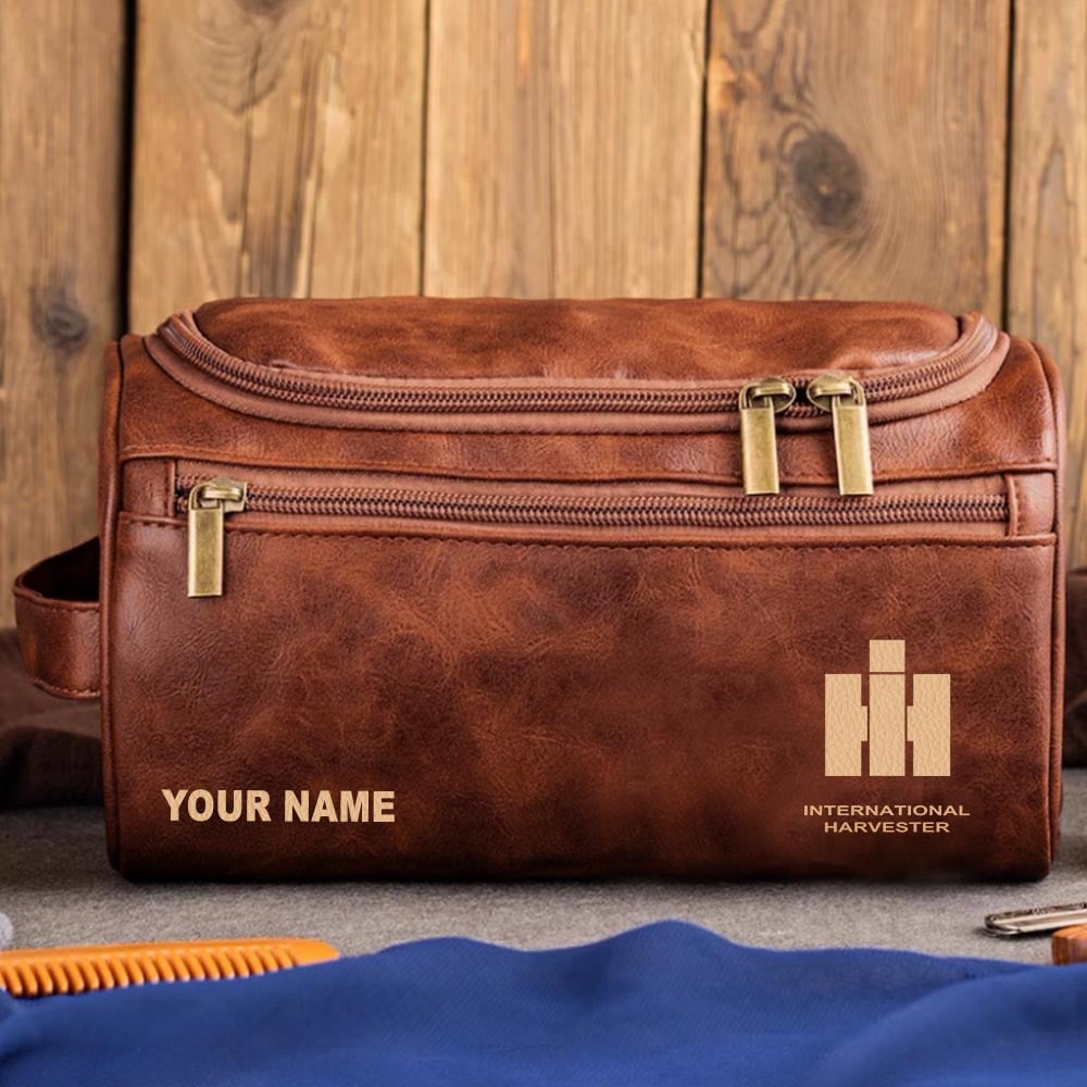 Tractor IH Personalized Leather Toiletry Bag HLP HLPHUONG