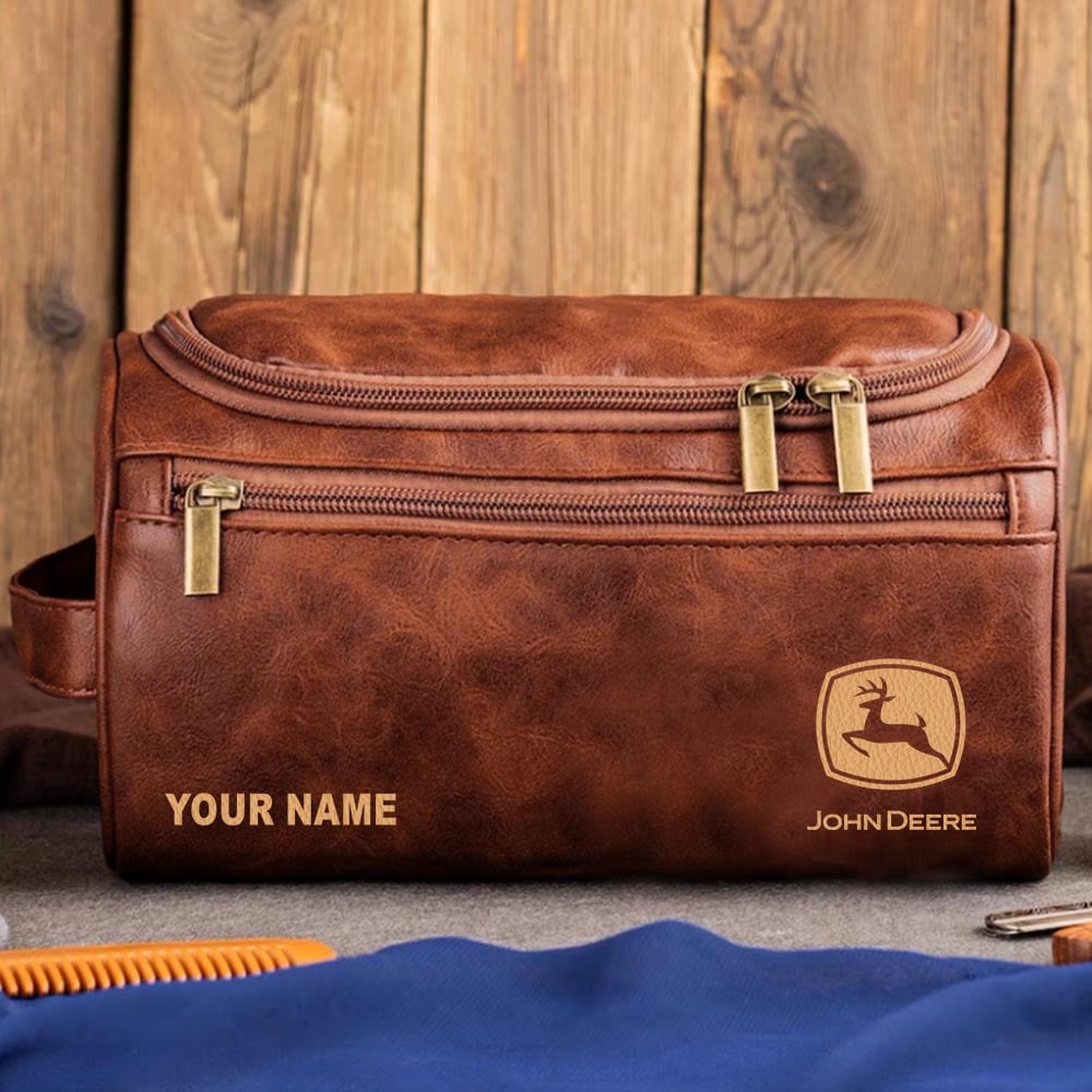 Tractor JD Personalized Leather Toiletry Bag HLP HLPHUONG
