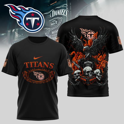 TT Premium NFL Flaming Eagle Skull T-Shirt DDT CTND
