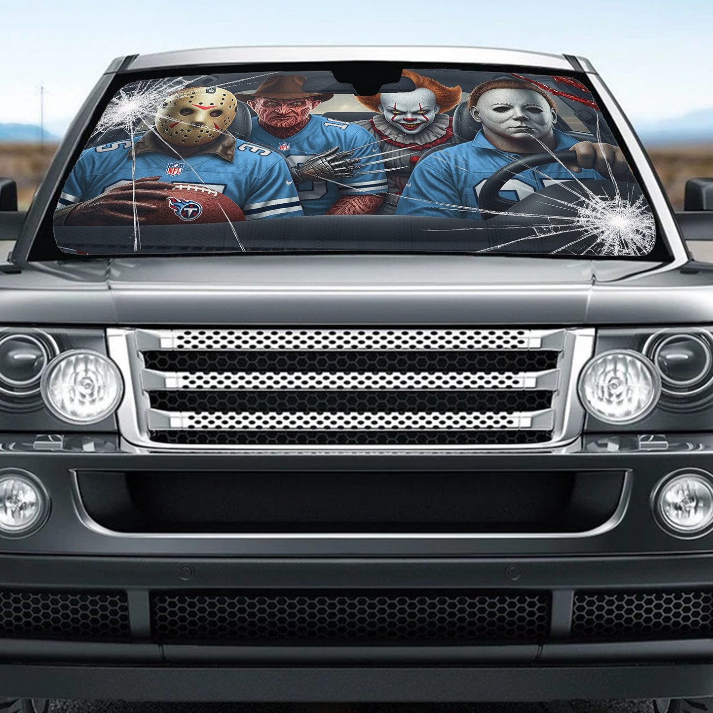 TT x NFL Horror Car Sunshade For Fan DDT CTND